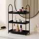 Go Hooked 3 Tier Curved Metal Vanity Organizer â€“ 45cm Tall Countertop Storage Rack for Bathroom, Dressing Table & Desk | Powder Coated Rust-Resist Iron | Freestanding Space-Saving Shelf (Black)