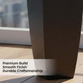 Go Hooked black 30-inch tall Matrix planter pot with a textured finish and wide base for outdoor or indoor use.