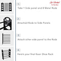 Go Hooked black 4-tier plastic shoe rack, compact and space-saving for home or office organization.