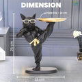 Go Hooked black polyresin bulldog statue with gold accents holding a serving tray, wearing sunglasses.