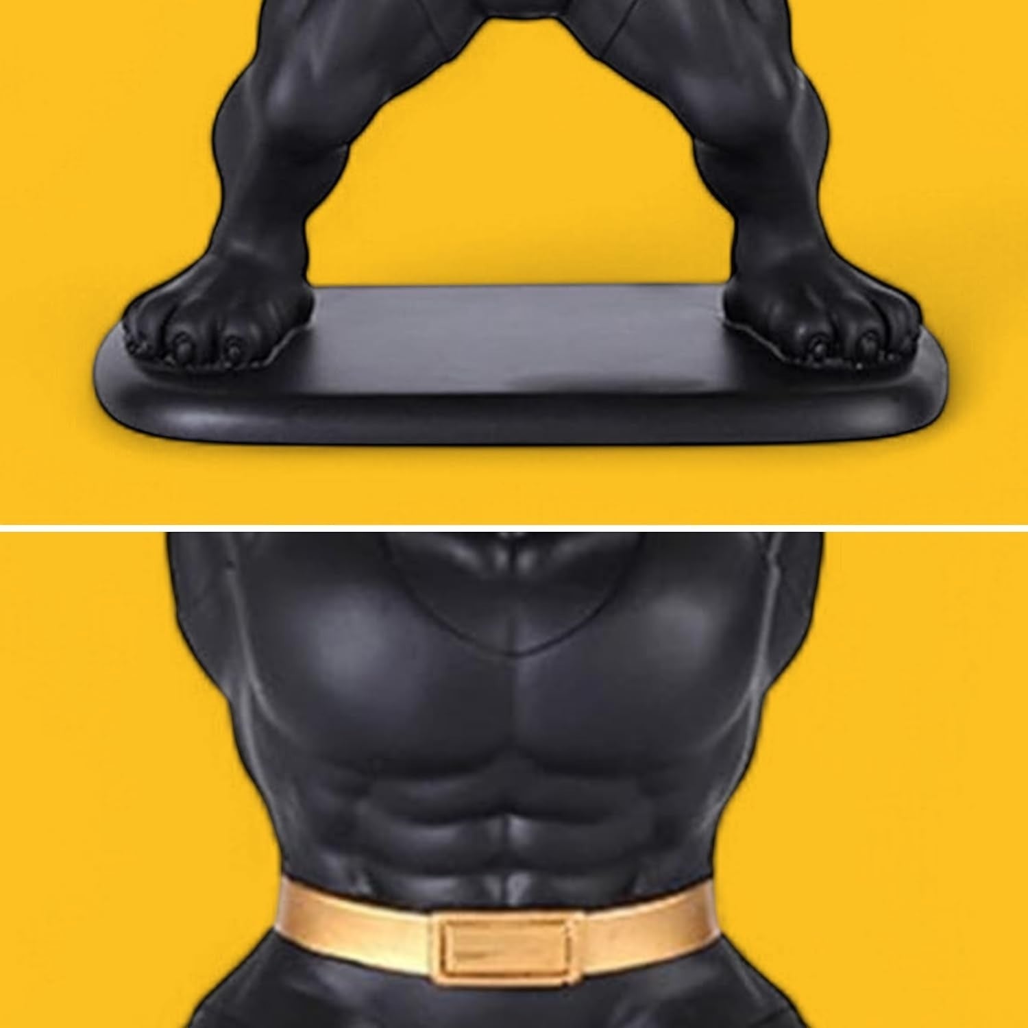 GoHooked black polyresin bulldog statue with gold belt, dual serving trays for storage and decor.