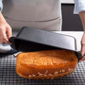 GoHooked black carbon steel loaf pan with non-stick coating, perfect for baking bread and cakes.