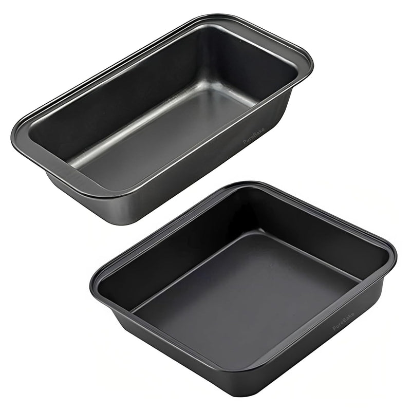 GoHooked black carbon steel loaf pan with non-stick coating for baking bread and cakes.