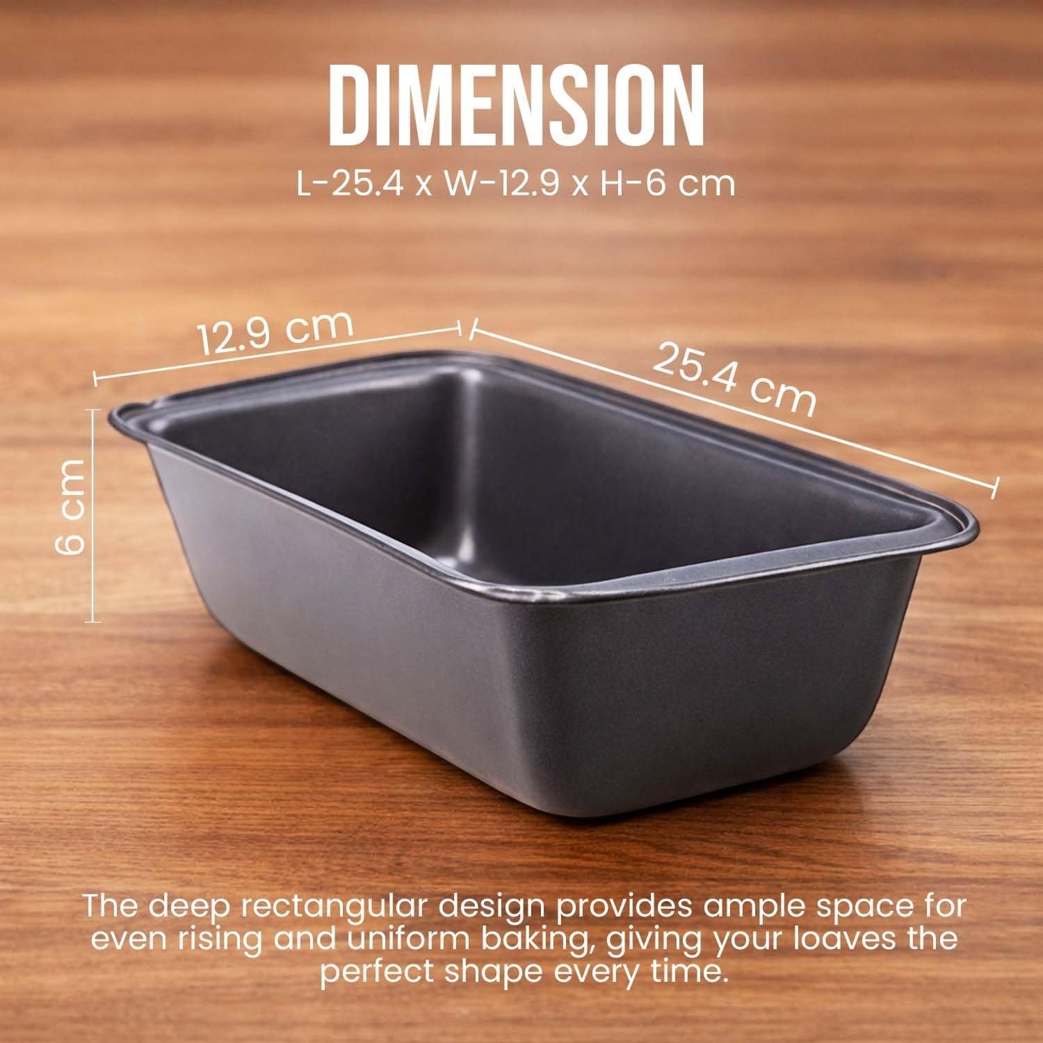 GoHooked black carbon steel rectangular loaf pan, 25.4 x 13 x 6 cm, with non-stick coating for baking.