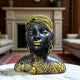 Go Hooked Black & Gold Tribal Leaf Lady Bust 19cm Polyresin African Woman Figurine | Elegant Table-Top Decorative Showpiece for Living-Room Office Desk Shelf & Gift Collectible Decorative Showpiece