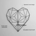 GoHooked black geometric heart metal wall grid with shelf, perfect for displaying photos and mementos.