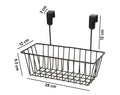 GoHooked black iron over door hanging basket organizer, 28cm x 12cm x 9.5cm, powder coated finish