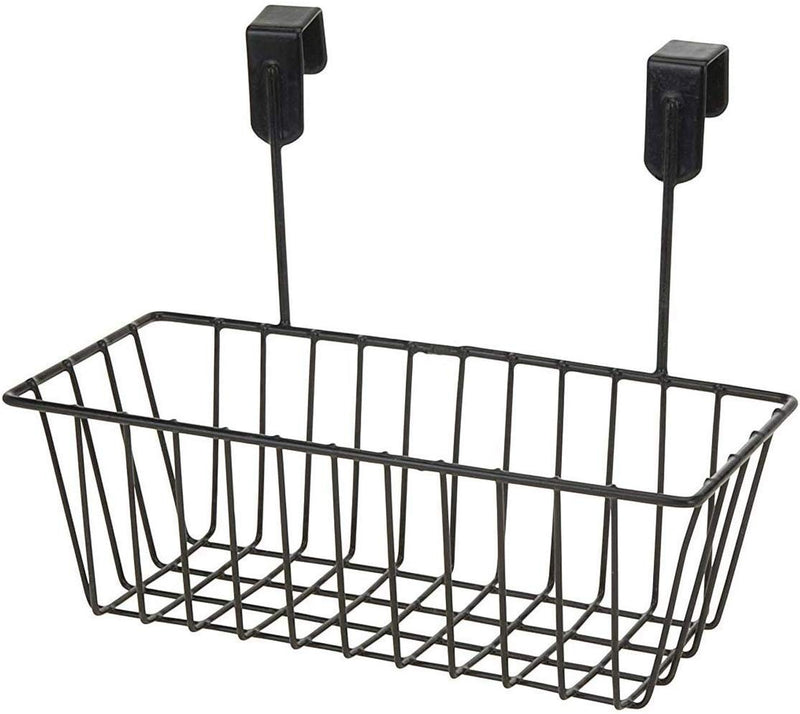 GoHooked black iron over door hanging basket organizer with powder coated finish. Set of 3.