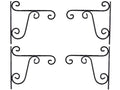 Go Hooked pack of 3 black wrought iron scroll hanging plant brackets. Heavy duty, rust-resistant, ornate design.