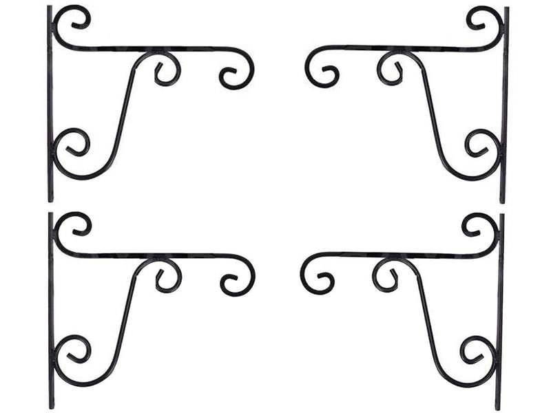 Go Hooked pack of 3 black iron ornate scroll hanging plant brackets
