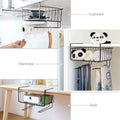 GoHooked black iron multifunctional storage basket for under cabinets, desks, and wardrobes. Durable wire rack organizer.