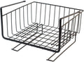 GoHooked black iron wire storage basket with a grid pattern, designed to hang under cabinets for versatile organization.