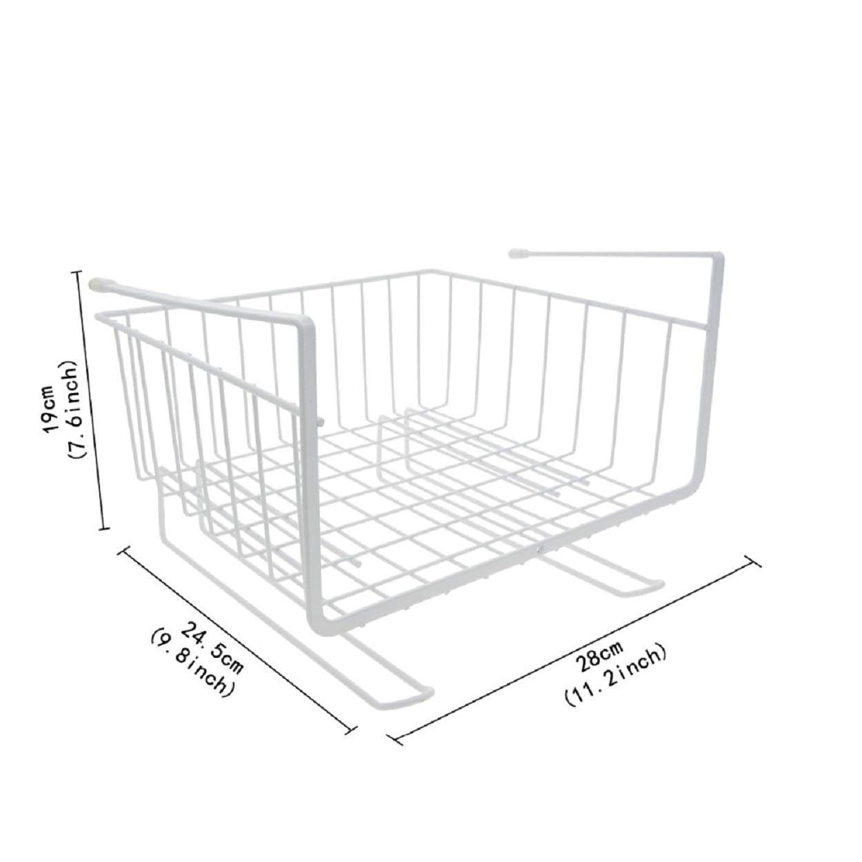 GoHooked black powder-coated iron under cabinet storage basket with grid design. 12 inch.