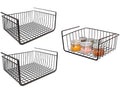GoHooked black coated iron under shelf storage basket organizer rack, 12 and 16 inch sizes. Holds jars of spices.