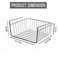 GoHooked black coated iron under shelf storage basket organizer rack. Features a grid design and dimensions of 31 cm length, 24.5 cm depth, and 10 cm height.