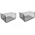 GoHooked black powder coated iron under shelf basket, set of 2, 16 inch, for kitchen and pantry storage.