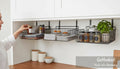 GoHooked black powder coated iron under shelf basket, 16 inch, set of 3, for kitchen and pantry storage.