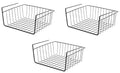 GoHooked set of 3 black powder-coated iron under-shelf baskets for kitchen and pantry storage.