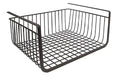 GoHooked black powder coated iron under shelf basket, 16 inch, for kitchen and pantry storage. Set of 2.