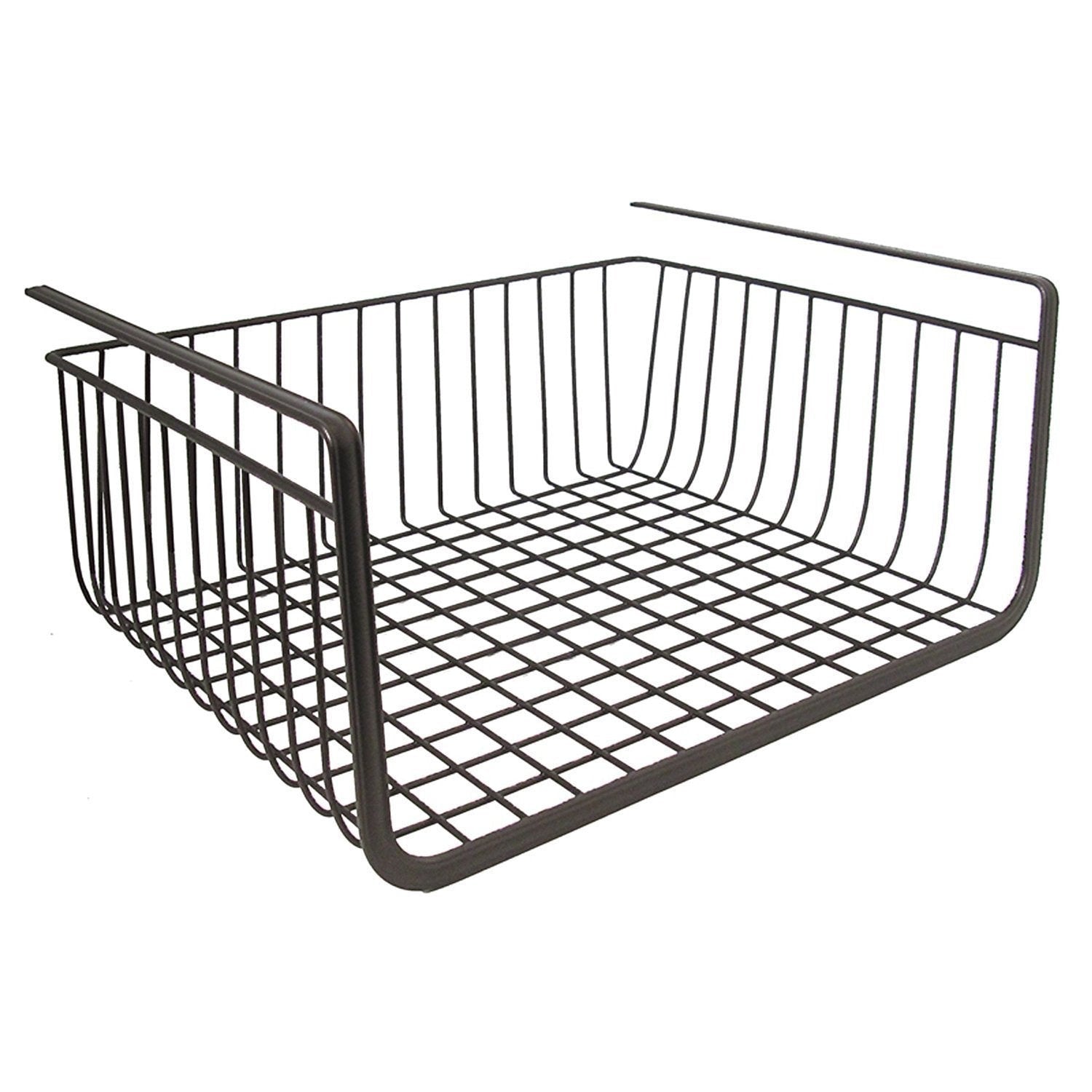 Go Hooked black powder-coated iron under shelf basket with grid pattern. 16 inch.