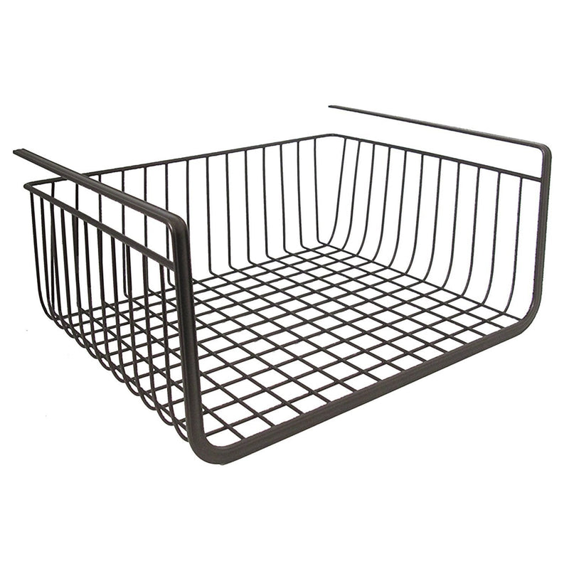 Go Hooked black powder-coated iron under shelf basket with grid pattern. 16 inch.