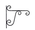 GoHooked black iron wall-mounted bracket for hanging flower pots, lanterns, and garden decor with a curved design.