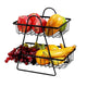 Go Hooked Counter Top 2 Tier Fruit Basket for Kitchen Metal Fruit Bowl Bread Basket Vegetables Storage Organizer Holder Modern Stylish Durable Efficient Space Saving Organize Convenient Black