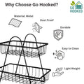 GoHooked black metal 2-tier fruit basket with open wire design for kitchen countertop storage. Durable and easy to clean.