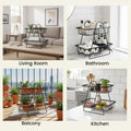 GoHooked black metal 2-tier wire fruit basket organizer with compact vertical design for countertop or table.