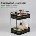 GoHooked black metal 2-tier standing rack organizer with perfumes, makeup, and toiletries