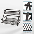 GoHooked black metal 2-tier standing rack organizer with step shelves. Ideal for spices, bathroom essentials, or makeup.