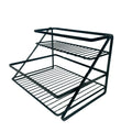 Go Hooked black 2-tier metal standing rack organizer for countertop, spices, bathroom essentials, or makeup.