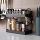 Go Hooked 2-Tier Standing Rack | Bathroom Countertop Organizer | Vanity Tray | Cosmetic- Makeup Storage | Kitchen Spice Rack | Corner Shelf (Black, Metal, Pack of 1)