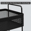 Go Hooked black metal 2-tier standing rack organizer with perforated sides and a modern design.