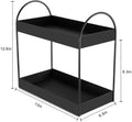GoHooked black metal 2-tier standing rack organizer for bathroom or kitchen countertops, 13"L x 6.5"W x 12.6"H.