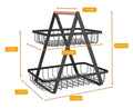 GoHooked black metal 2-tier storage basket with bamboo handle, perfect for fruit or general storage.