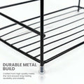 GoHooked black metal 2-tier wire storage rack organizer for countertop use. Features a durable build and minimalist design.
