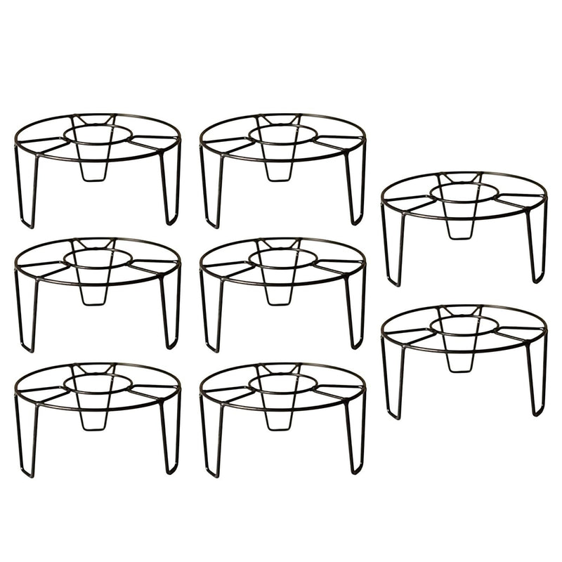 Go Hooked black metal round flower pot stands, pack of 8, for indoor/outdoor use.