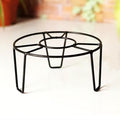 GoHooked black metal round flower pot stand with curved legs, 8-inch diameter, pack of 7