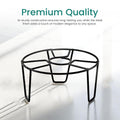 GoHooked black metal round flower pot stand, 8 inch diameter, 4 inch height, rust-proof powder coating.