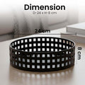 Go Hooked black metal revolving fruit basket with a grid pattern, 24cm diameter, perfect for countertop storage.