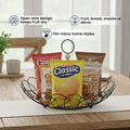 Go Hooked black metal wire fruit basket with detachable wooden handle, 27cm. Open design for airflow.