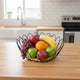 Go Hooked Decorative Metal Wire Fruit Basket with Wooden Base for Home & Dining Table 10Inch | Open Wire Countertop Fruit Bowl for Vegetables, Snacks & Bread | Modern Home Décor Storage Basket (VM15C)