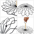 Go Hooked black metal fruit basket with diamond-floral wire design and detachable wooden bead handle.