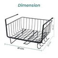 GoHooked black metal wire under shelf hanging basket organizer with hooks, 16 inch