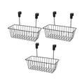 GoHooked black metal over door hanging basket organizer, pack of 3. Ideal for cabinets, bathrooms, and bedrooms.