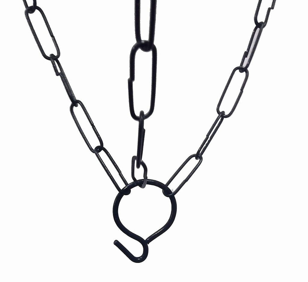 GoHooked black metal hanging chains with a circular hook for attaching a flower planter