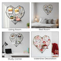GoHooked black metal heart-shaped wall photo grid with shelf, perfect for displaying memories and Valentine's Day decor.