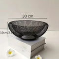 GoHooked 12-inch black metal mesh fruit bowl with double-layer design for ventilation and insect-free storage.