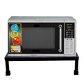GoHooked black metal microwave oven stand with 4 legs, suitable for kitchen platforms and ovens up to 30L.